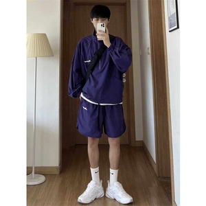 夏季薄款防晒衣五分短裤两件套装青少年户外休闲运动服TZ114p55图片