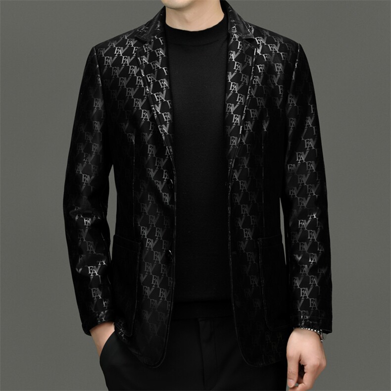 BG58002秋冬新款海宁真皮西装皮衣男士绵羊皮西服可脱卸鹅绒内胆,男装皮衣,电商B360