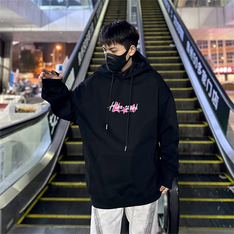 抖音得物高品质印花连帽卫衣秋冬装美式宽松连帽纯色卫衣ADL105,男装卫衣,电商A443