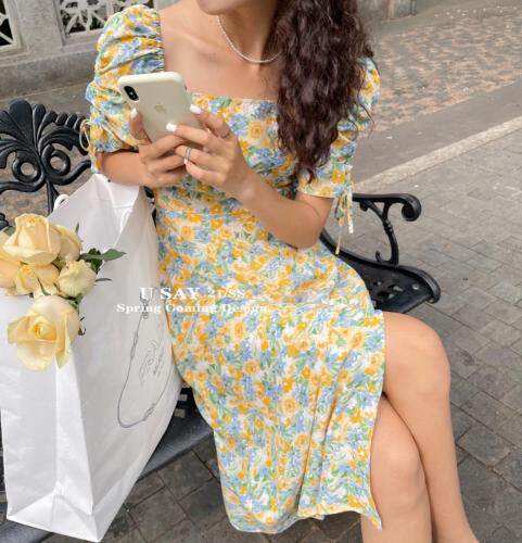 碎花开叉连衣裙，女装连衣裙，MJJ