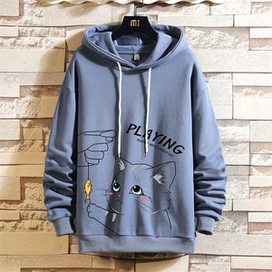 WY2129-P35 加绒款-P40 纯棉连帽卫衣男大码运动帽衫宽松薄 砖墙图片
