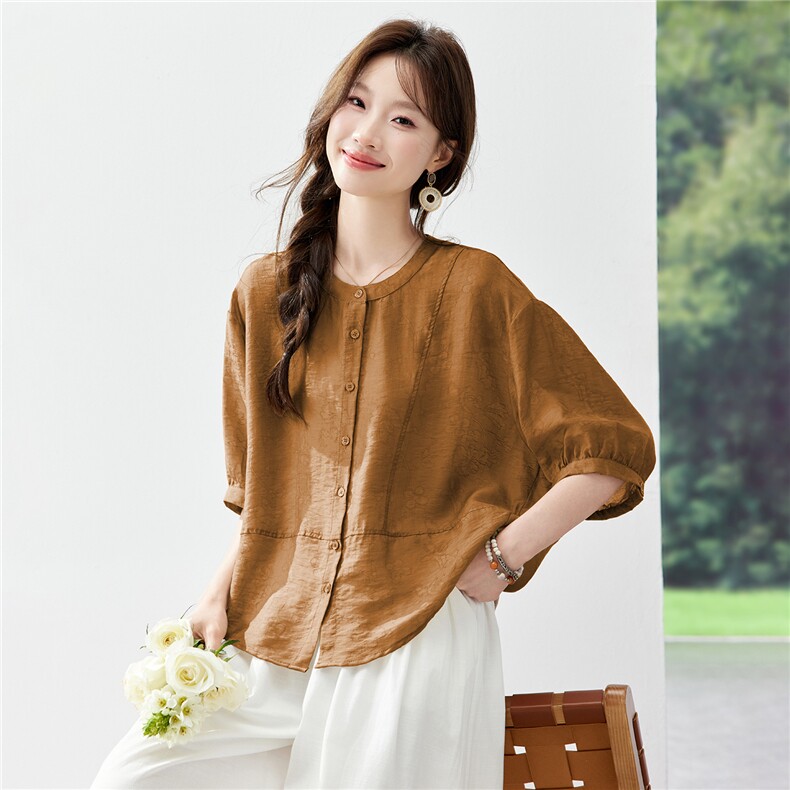 现货新品2026夏装新款亲肤透气休闲女士衬衣·,女装衬衫,木子恋