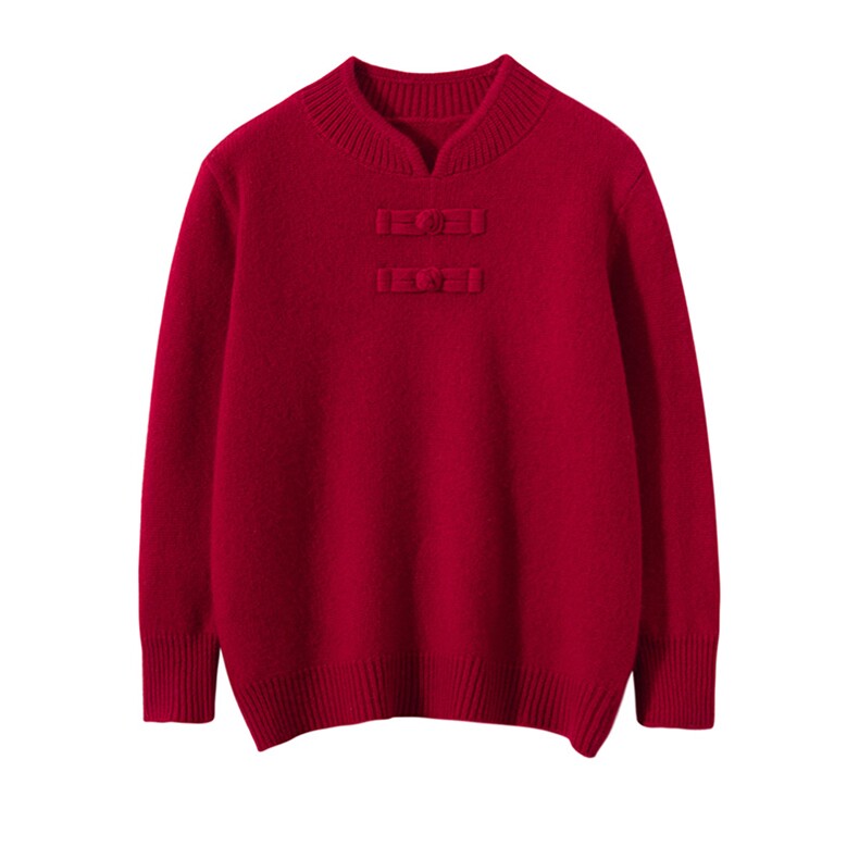 时尚儿童毛衣古风盘扣设计保暖舒适高品质针织衫，童装毛衣，宏杨羊绒