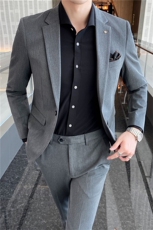 韩东大门西装男套装韩版新郎结婚英伦职业装修身休闲小西服纯色，男装西服套装，星座505-2（原电商A260-1)