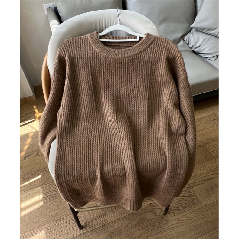 百搭男士圆领套头毛衣纯色麻花编织毛衣情侣潮，男装针织衫/毛衣，星座510-1