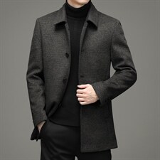 羊毛呢子外套男士2023冬中长款翻领妮子休闲时尚大衣YYN9821-P310，男装毛呢大衣，电商B212（原钱塘6029）