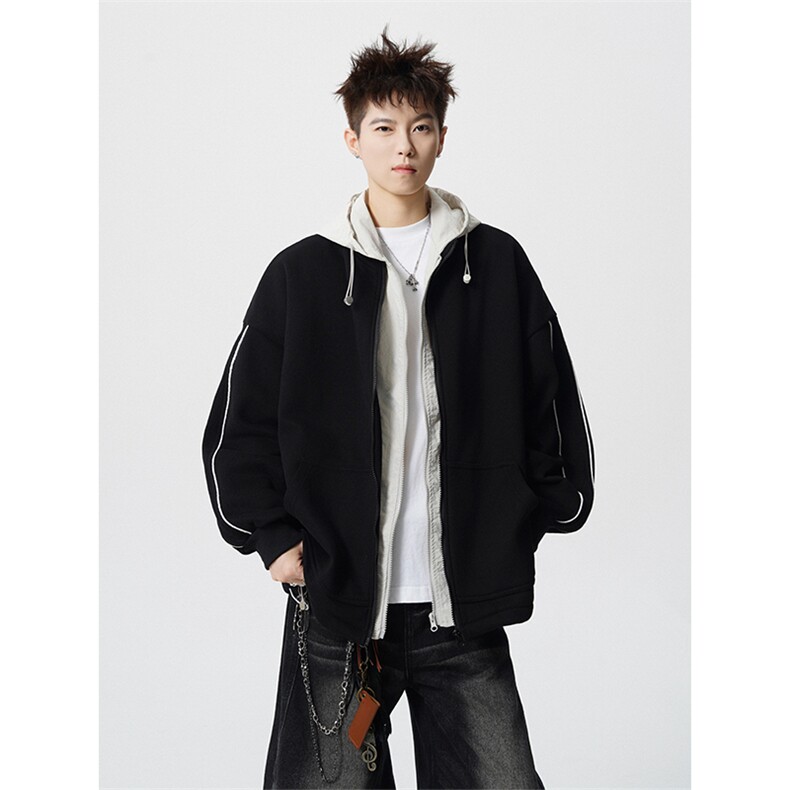 8XL-M秋季假两件加厚卫衣男棒球服夹克风衣外套WY36P78,男装风衣,电商D206-1