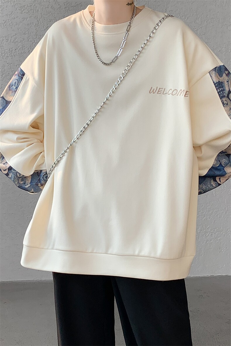 现货A059-WY7866-P35控58秋冬拼接圆领高品质百搭卫衣,男装卫衣,电商A059