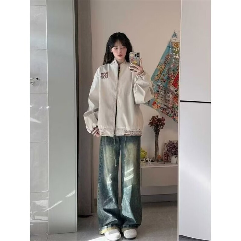 【有货】DV78-特批70秋季新品新款刺绣贴布民族风字母外套潮图片