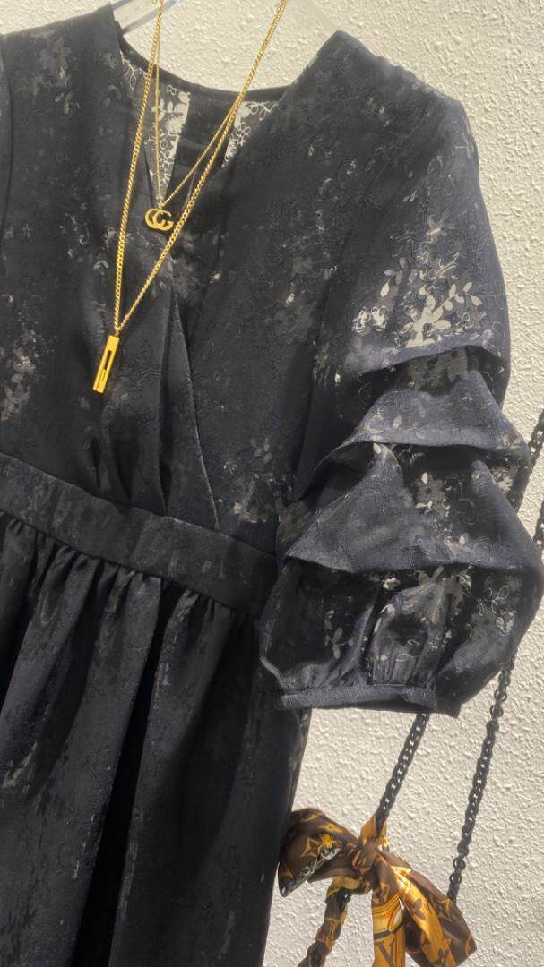 YCJ提花植绒面料连衣裙，女装连衣裙，YCJ