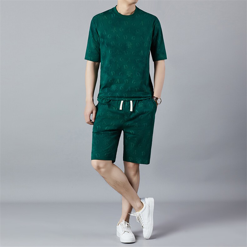 夏季短袖套装男新款休闲体恤穿搭整套帅气运动服两件套，男装休闲套装，钱塘6003（原4033）