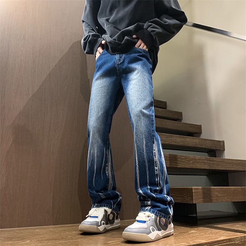 秋季美式ins高街hiphop微喇扎染牛仔裤货号K2313P55控78,男装牛仔裤,电商A063