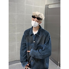 美式长袖牛仔衬衫男秋季宽松潮牌大码休闲衬衣男士潮流百搭外套潮，男装衬衫，星座1210-1
