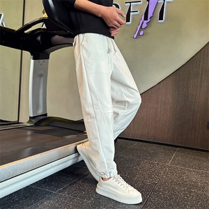 2025春夏社会小伙拼接束脚裤韩版修身纯色百搭长裤男2244/P70控98图片