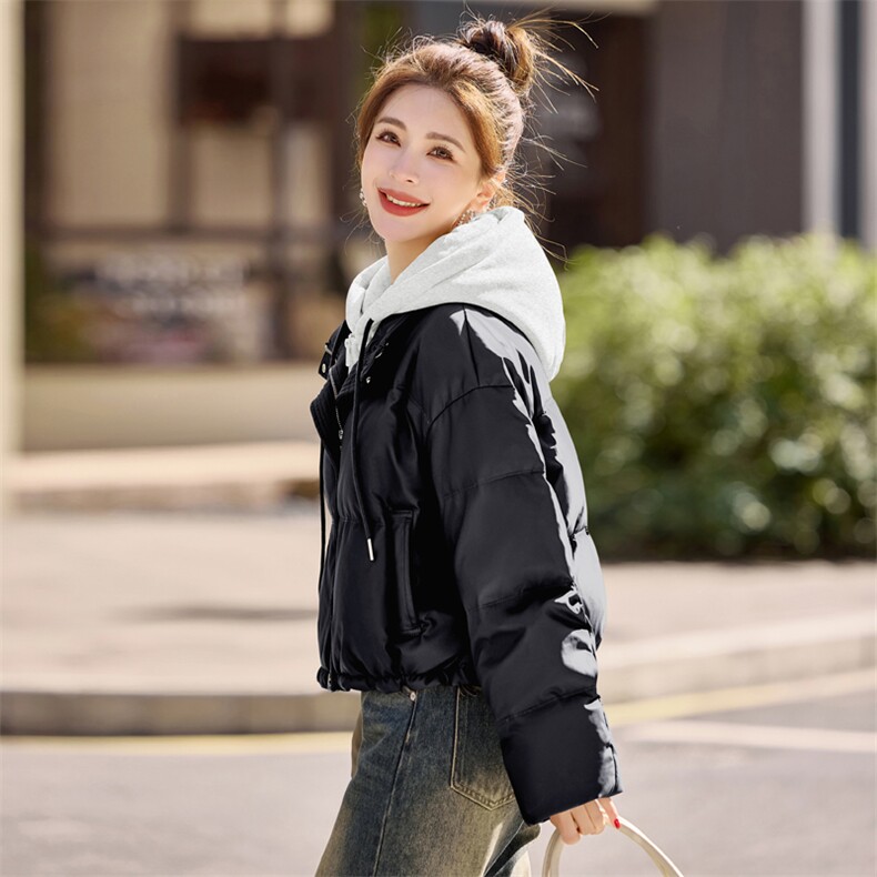 欧货白鸭绒羽绒服女短款2025新款宽松PU蛋白皮免洗冬外套高级感爆,女装羽绒服,意芙
