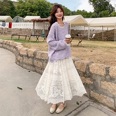 秋季现货立体蝴蝶毛衣蕾丝半身裙两件套2C133-8903-P145-K198，女装套装/套裙，2C133