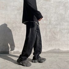 高街牛仔裤男直筒宽松ins潮牌嘻哈炸街阔腿拖地老爹裤秋NK509-P40，男装牛仔裤，星座1008-1