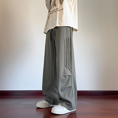 抖音品质秋季新款褶皱设计宽松百搭休闲卫裤B315-K128-p55控78，男装休闲裤，电商B315