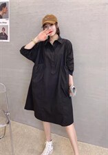 新款欧范洋气大口袋设计百搭连衣裙，女装连衣裙，L·H·X