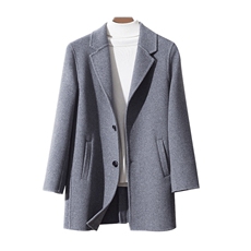 男士双面穿中长款羊毛呢大衣秋冬季韩版翻领，男装毛呢大衣，鹿展羊绒大衣