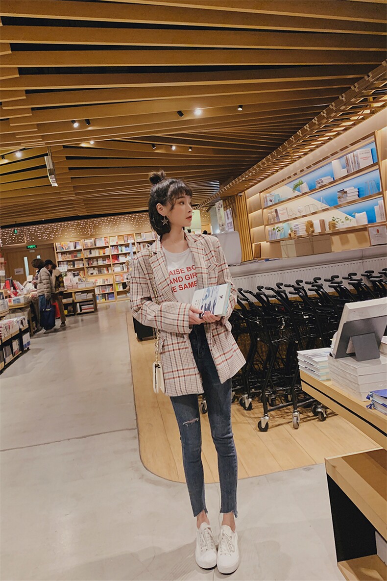 现货2021春季新款粉色格子小西装钱塘1318A-6623,女装西装,西子