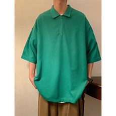 T6075/P25夏季华夫格polo衫T恤男大码宽松纯色简约上衣男装潮，男装Polo衫，电商A141