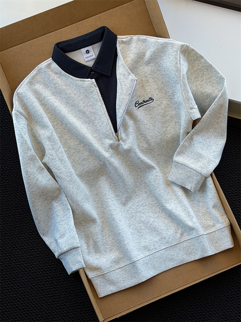 现货假两件polo领卫衣加厚款N6615-P75,男装卫衣,星座1012-1