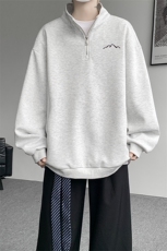 WY10146-特P47加绒特批57重磅曼巴棉半拉链刺绣大码休闲卫衣男，男装卫衣，电商A059