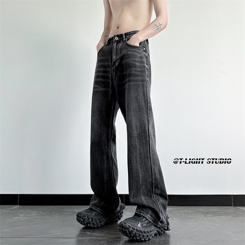 B221 美式ins高街暗黑重工艺宽松微喇牛仔裤 LK23128-P60 控78图片