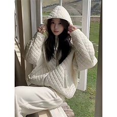 网图有货菱格连帽棉服男女冬季轻薄保暖棉衣外套上衣A1160-P80，男装棉衣，星座1505