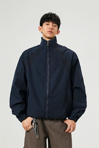美式罗纹拼接袖子褶皱大码M-5XL教练夹克男JK78056P69控105图片