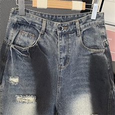 美式复古廓形破洞牛仔裤男潮NQ32P55，男装牛仔裤，星座1116-2