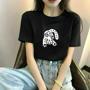 T0599-P25 纯棉卡通印花短袖 男女款学生简约上衣图片