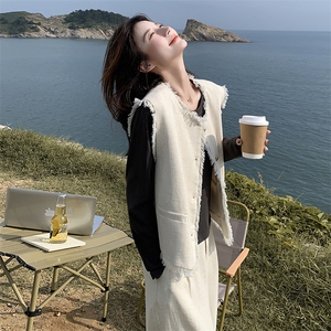白色小香风马甲套装裤女春秋高级感气质赫本风名媛三件套女神范图片