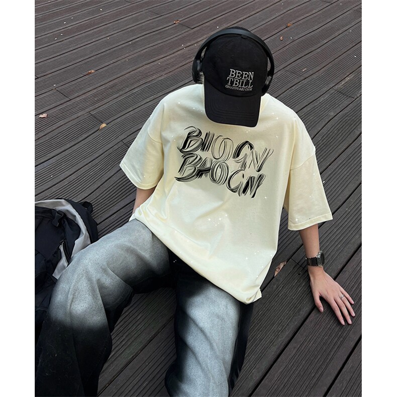 量大优供抖音视频支持得物配合二开美式满天星亮片短袖T恤MTX170,男装T恤,电商A486