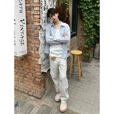 1506/GM1630/P44男装衬衫冬季新款时尚条纹翻领宽松休闲上衣，男装衬衫，星座1506A