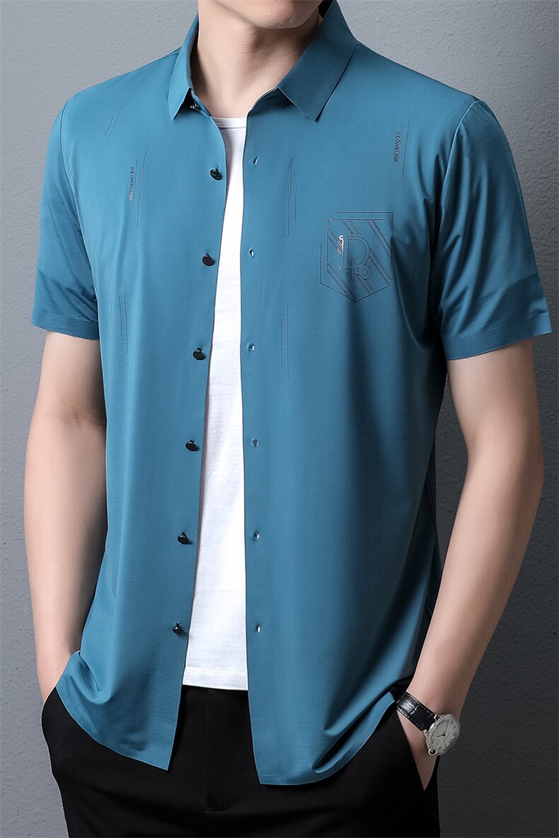 PAF3302钱塘2020-3夏季新款男士无痕高品质短袖衬衫薄款衬衣P44,男装衬衫,钱塘207-3