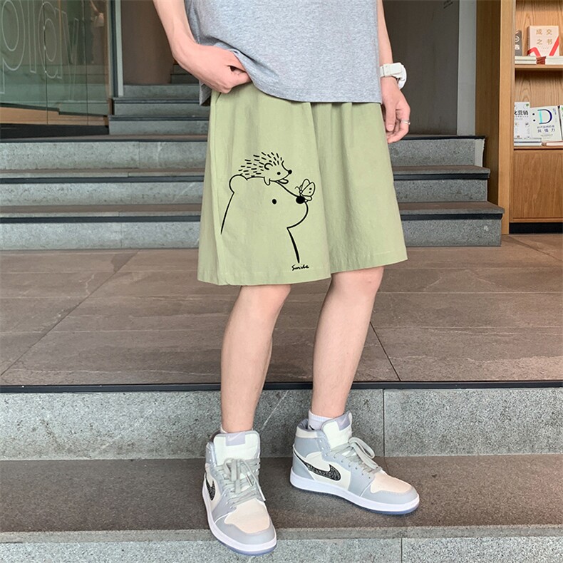 YD33166-P25港风潮牌亚麻短裤男大码棉麻五分裤男中裤沙滩裤,男装休闲裤,电商A040