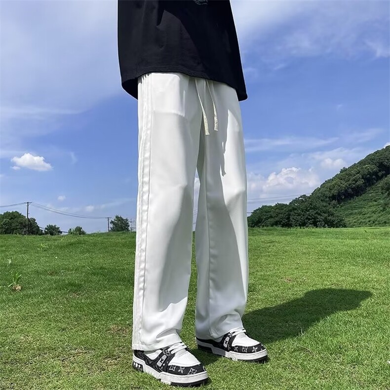 美式复古裤子男女夏季潮牌设计感小众直筒拖地休闲运动裤CL32-p36,男装休闲裤,星座1008