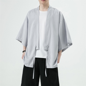风夏季冰丝垂感宽松七分袖防晒服男半袖风衣 222特p25图片