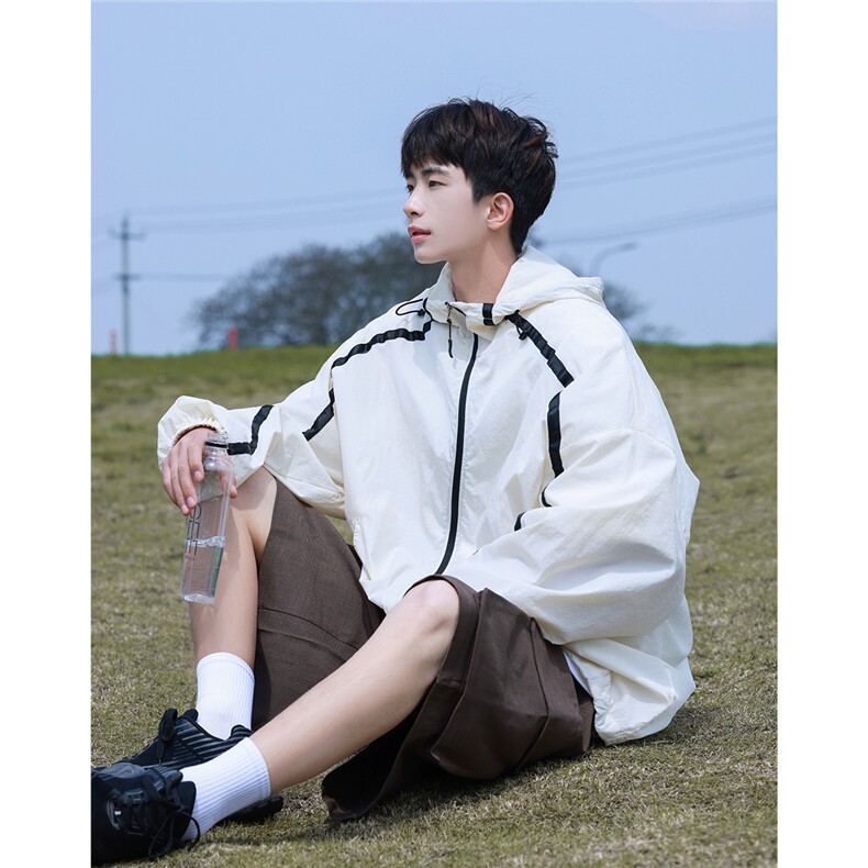 港风连帽滚边设计防晒衣男情侣潮牌防晒服男FS77005P45控68，男装防晒衣，星座227-7