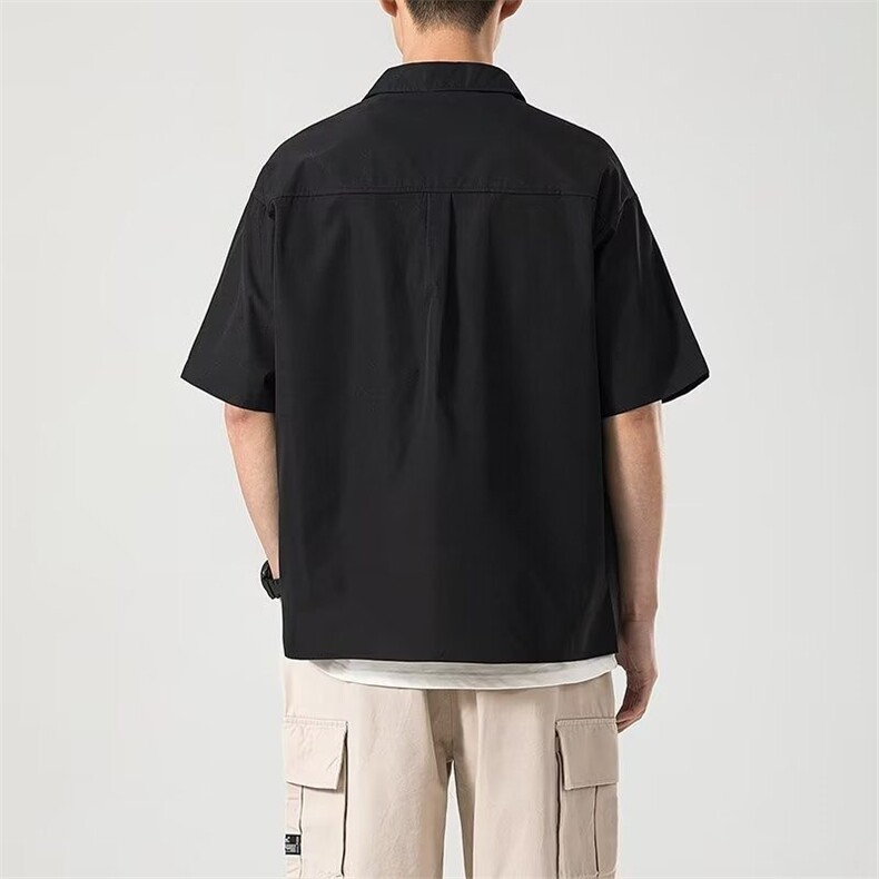 拼接衬衫男短袖夏季潮流潮牌工装衬衣日系感穿搭外套CY1086-P46,男装衬衫,星座412-2