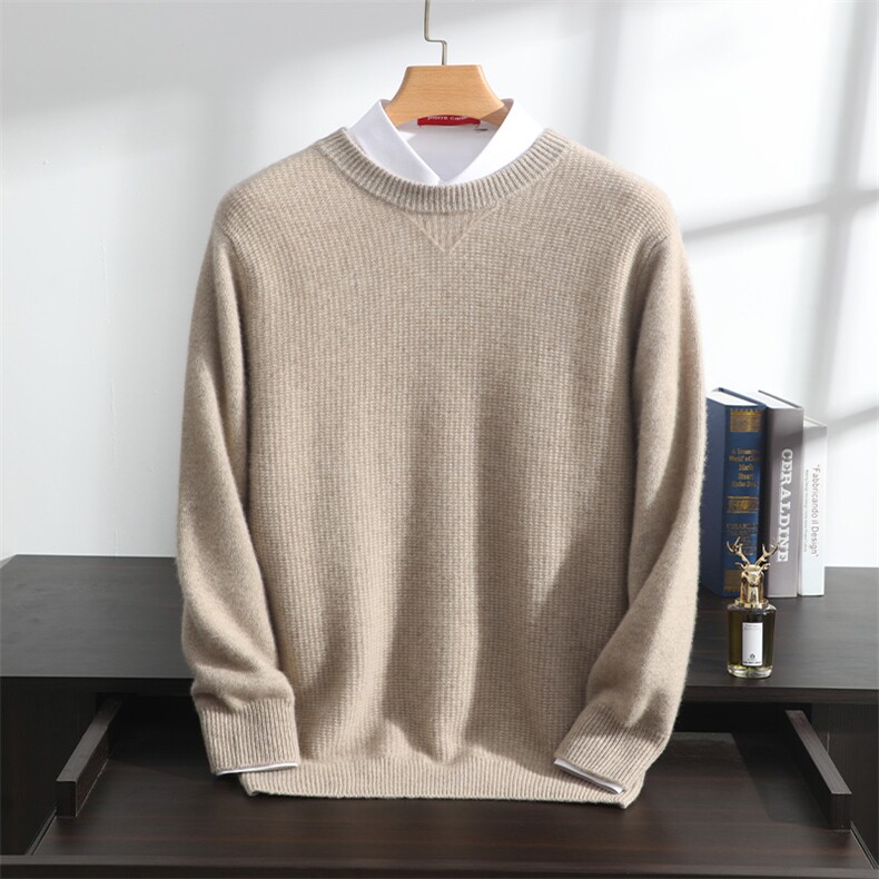 2025年秋季新款百搭7针加厚三角圆领，男装羊绒套衫，澳坤羊绒