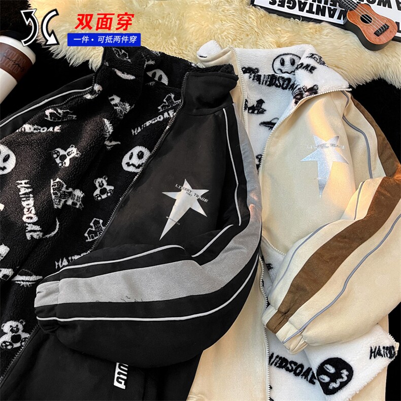 双面穿麂皮羊羔绒棉衣棉服面包服立领棉袄外套  1618G-P90图片