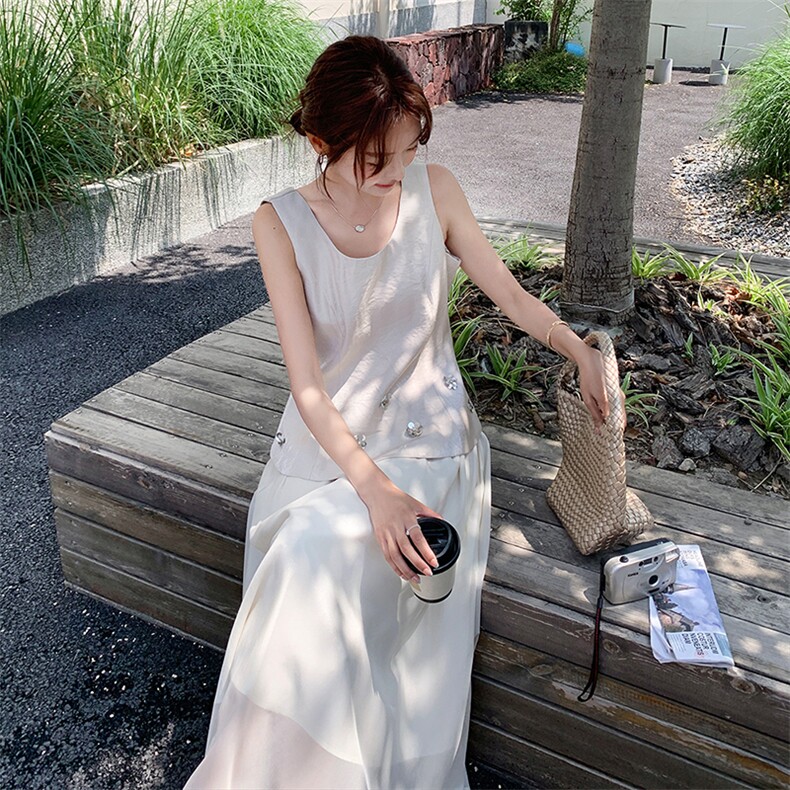 2025年夏季新款无袖上衣半裙套装-款号5856-P155-K228,女装套装/套裙,浙宝305