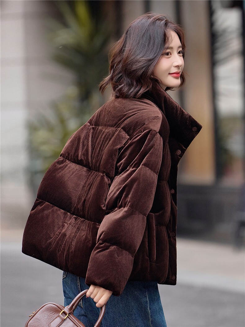 立领短款面包服羽绒服女2025冬季新款小个子加厚保暖巨好看外套,女装羽绒服,靓衣阁