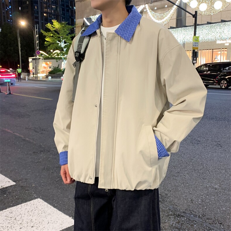 美式格子拼接cleanfit外套男设计感小众高级夹克JK265-P70图片