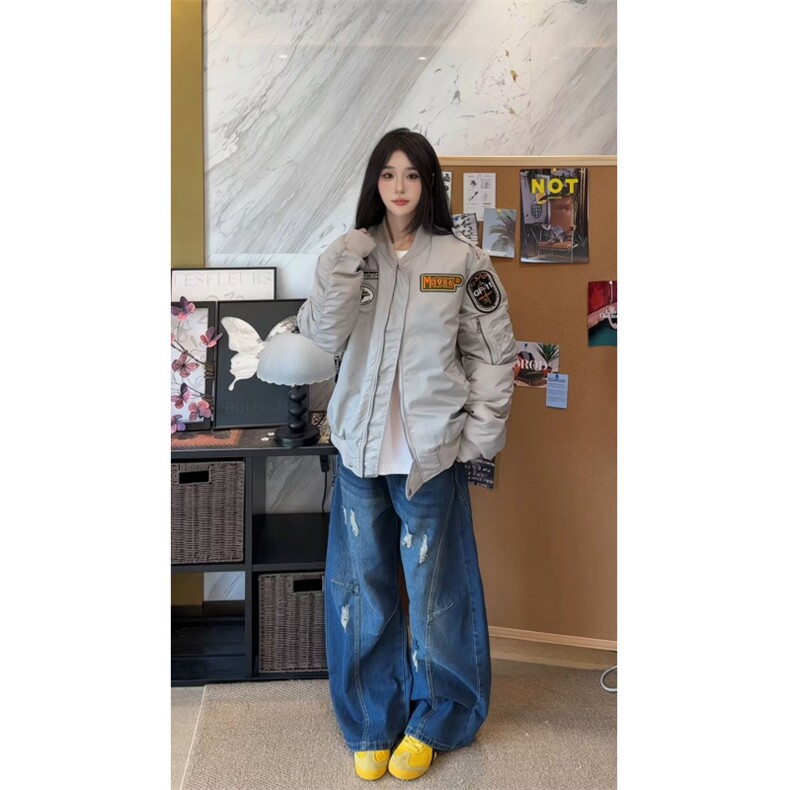 潮牌美式机车风男女教练飞行员夹克外套百搭刺绣棒球棉服L01批85,男装夹克,星座307A