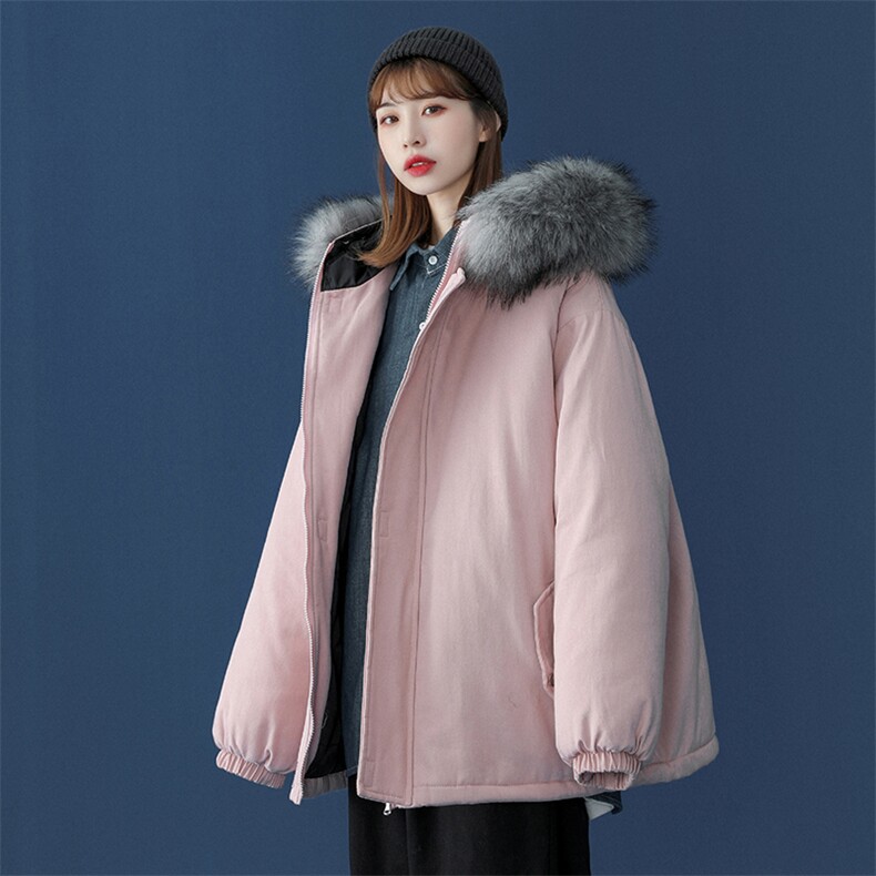 MM48078-P130冬季大毛领棉衣女港风加厚保暖棉袄女派克服,女装棉衣/棉服,电商A040