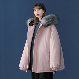 MM48078-P130 冬季大毛领棉衣女港风加厚保暖棉袄女派克服图片